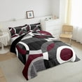 thumbnail image 3 of Manfei Circular Dots Bedding Comforter Set,Modern Geometric Twin Comforter Sets,Red Gray Bedding Set For Boys Girls,Breathable Home Decor Reversible,2pcs, 3 of 8