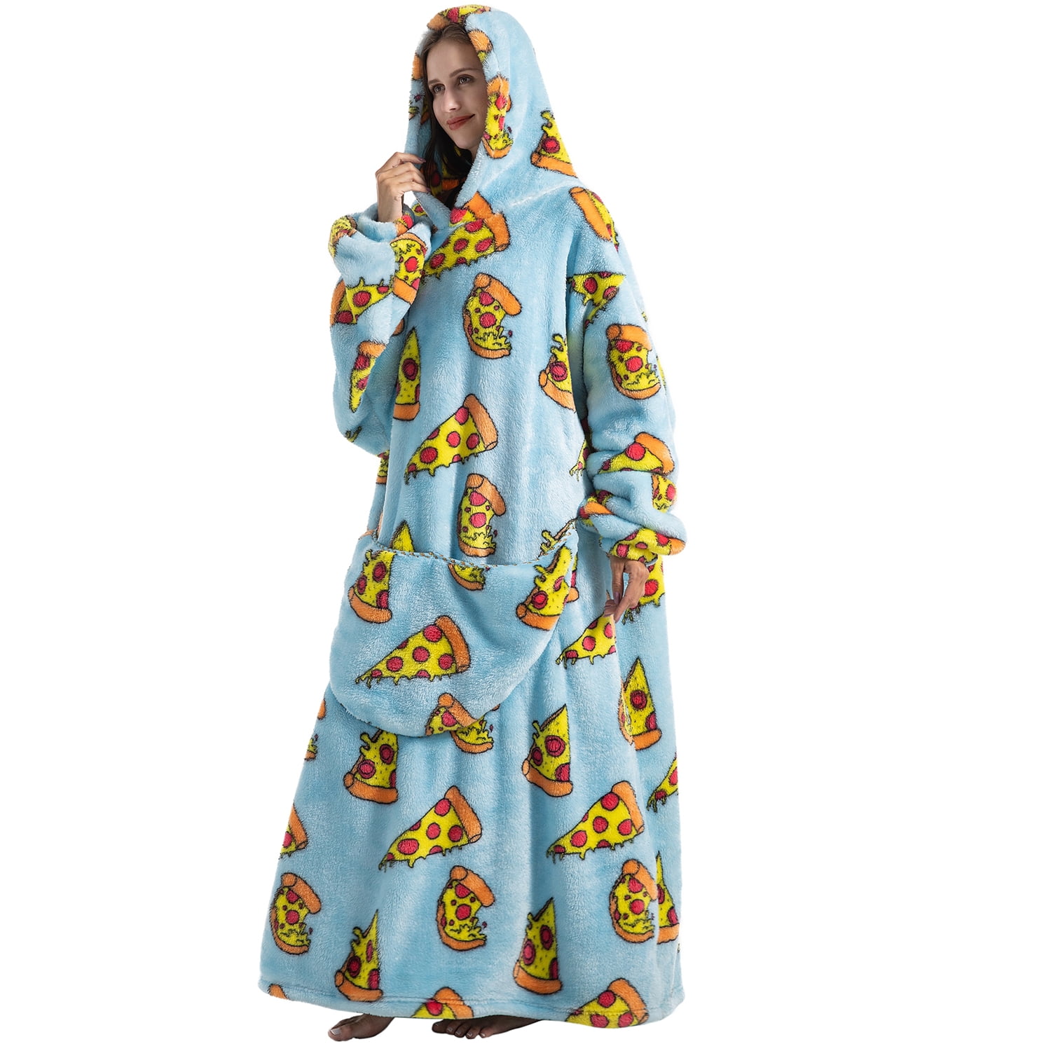 Msrlassn Extra Long Wearable Blanket Hoodie for Women Men Adults Oversized Hooded Blanket Sweatshirt, Super Soft Warm Comfortable Giant Wearable Blanket Hoodie with Big Pocket