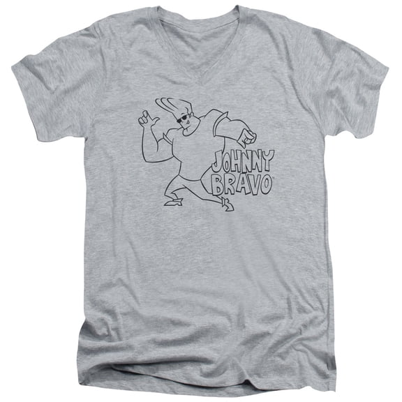 Johnny Bravo - Jb Line Art - Slim Fit V Neck Shirt - Medium