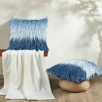 Home Soft Things Mongolian Tie Dyed Faux Fur 2 Piece Throw Pillow Covers Set - Blue - 20" x 20"