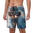 thumbnail image 2 of Uemuo Cargo Ship At Sea Pattern Mens Swim Trunks Quick Dry Board Shorts with Mesh Lining, Stretch Beach Shorts Quick Dry No-Chafing Board Shorts-Small, 2 of 9