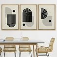 thumbnail image 3 of PixonSign Framed Canvas Print Wall Art Set Geometric Black Circle Arch Variety Abstract Shapes Illustrations Modern Art Minimalism Decorative for Living Room, Bedroom, Office - 16"x24"x3 Natural, 3 of 5