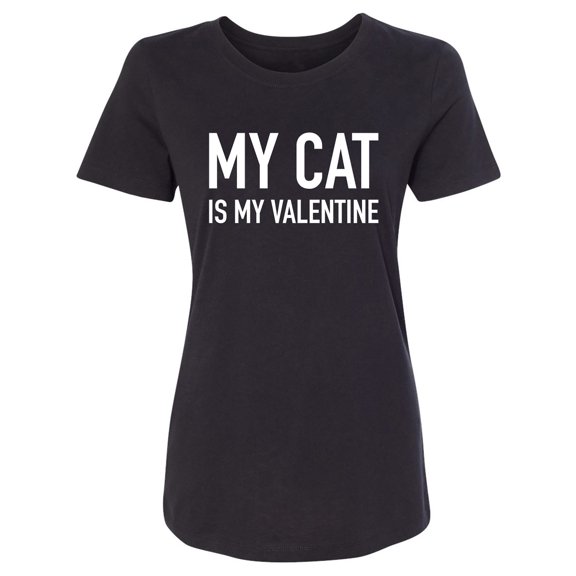 My Cat Is My Valentine Womens crewneck tee