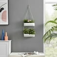 thumbnail image 4 of Danya B. Two-Tier Hanging White Metal Trough Wall Planter, 4 of 11