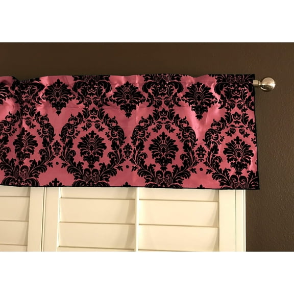 Flocked Damask Window Valance 58" Wide Coral