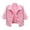 Pink, variant on Jean Jacket for Women Cropped Lapel Button Down Short Three Quarter Sleeve Top Casual Denim Outwear