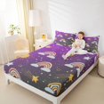 thumbnail image 2 of Manfei Glitter Cloud Rainbow Fitted Sheet Queen, Dreamy Stars Horoscope Bedding, Purple, 3 Pieces, 1 Fitted Sheet and 2 Pillowcases, 2 of 6
