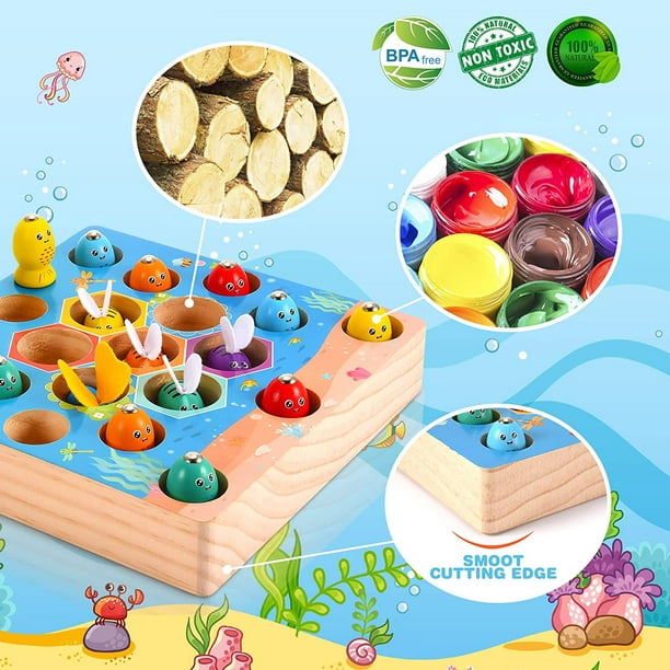Toys for 2 3 Year Old Boys Girls, Kids Magnet Fishing Games for Girls Boys  Toddlers Age 1 2 3 Gifts Wooden Montessori Fishing Rob Toys for 1-3 Year