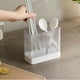 thumbnail image 4 of Soporte de Pared para Utensilios de Cocina | Estante de Plástico para Cubiertos con Bandeja de Drenaje | Organizador para Cucharas, Cuchillos y Palillos | Blanco/Café/Verde, 4 of 6