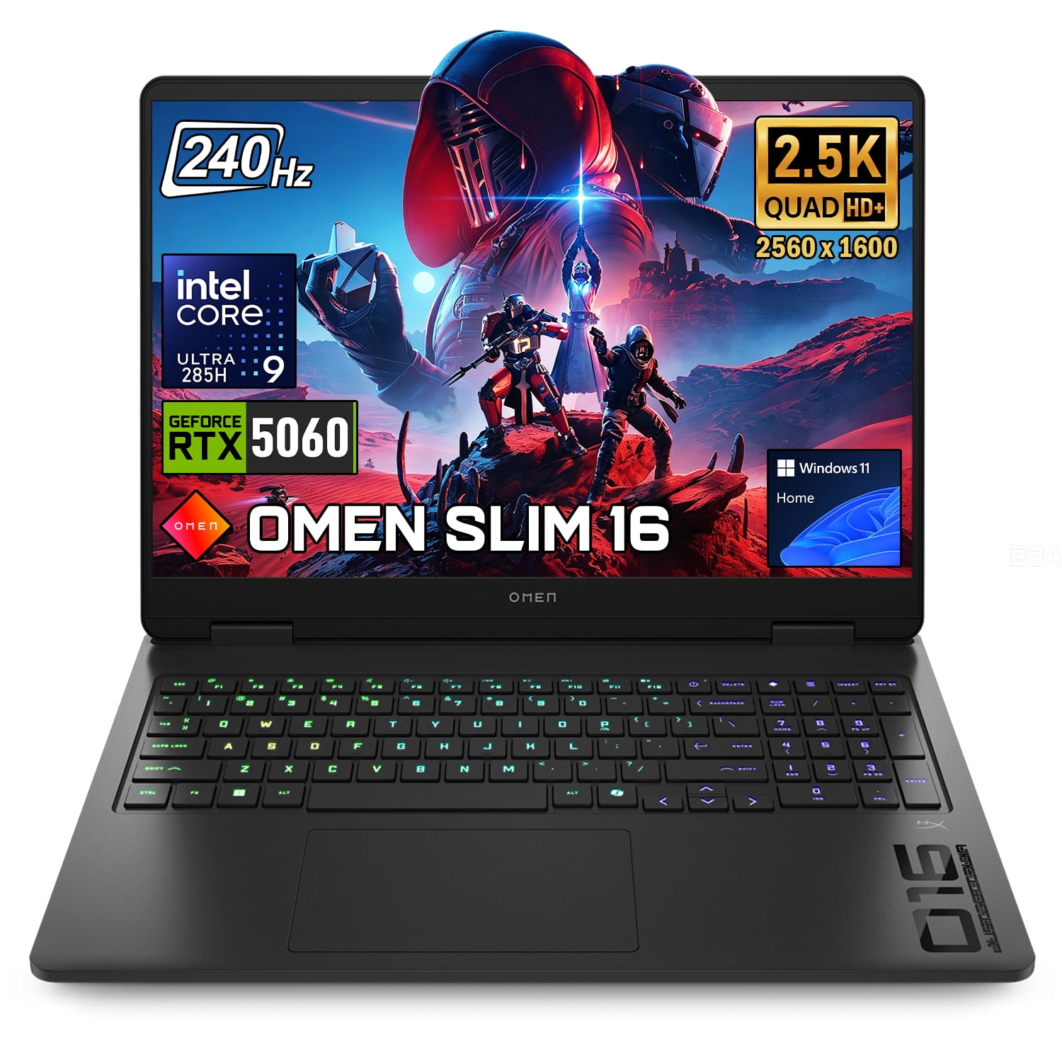 HP Omen Slim RTX 5060 Gaming Laptop, 16" WQXGA 240Hz, Intel Core Ultra 9 285H, 16GB DDR5, 512GB SSD, Windows 11 Home