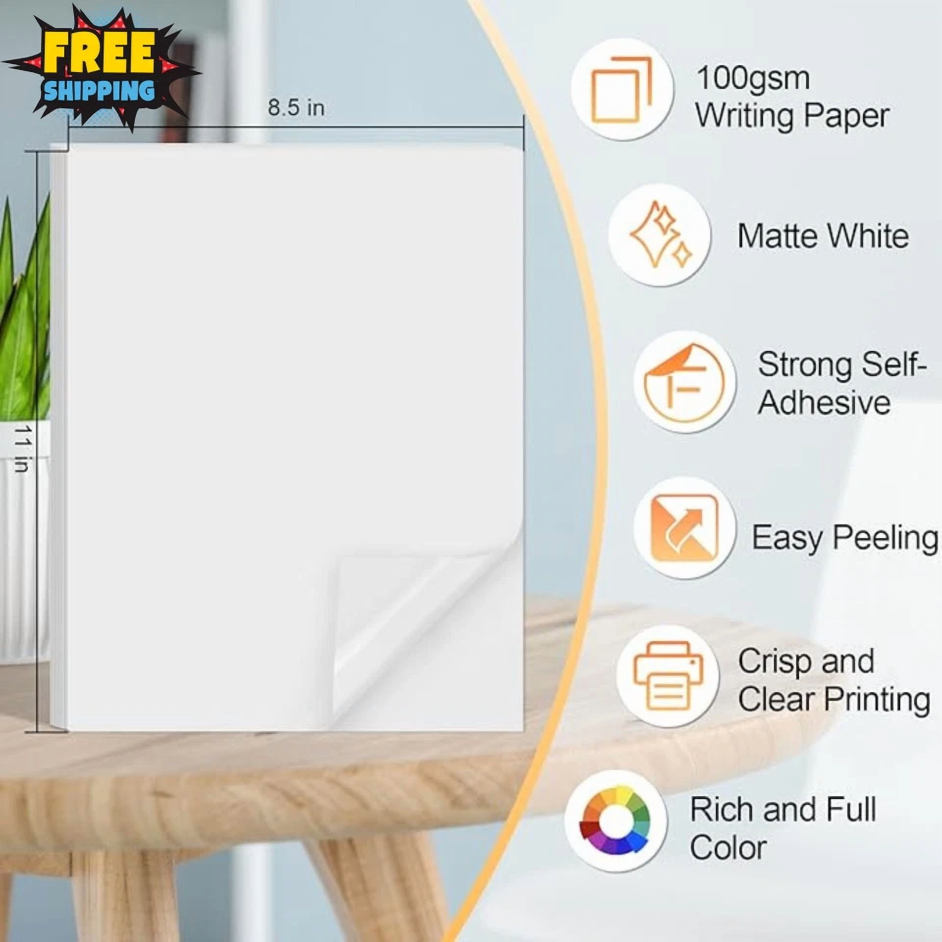 BUTTERFLY- 40 Sheets Printable Sticker Paper 8.5"X11" Matte Full Labels For Inkjet/Laser