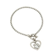 Connections from Hallmark Stainless Steel Glitter Paper Heart Paw Toggle Bracelet