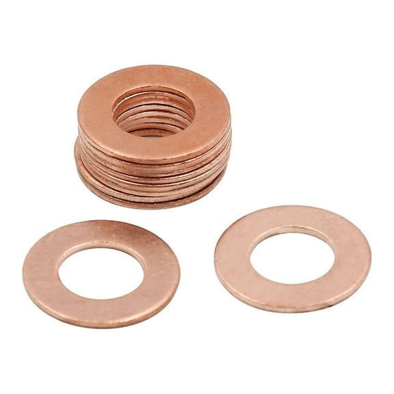 10pcs 10mm Inner Dia Copper Washers Flat Sealing Gaskets Rings for Cars