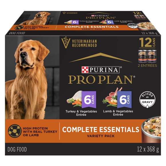 Purina Pro Plan Complete Essentials In Gravy Variety Pack, Wet Dog Food 368 g x 12