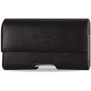 Horizontal Black Leather Magnetic Case fits Greatcall Lively Flip Phone