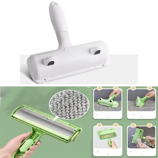 1 cepillo removedor de pelo de mascotas con orejas blancas para gatos y perros, cepillo recogedor de pelo, removedor de pelo mágico reutilizable, rodillo para pelo de mascotas, removedor de pelo (ropa