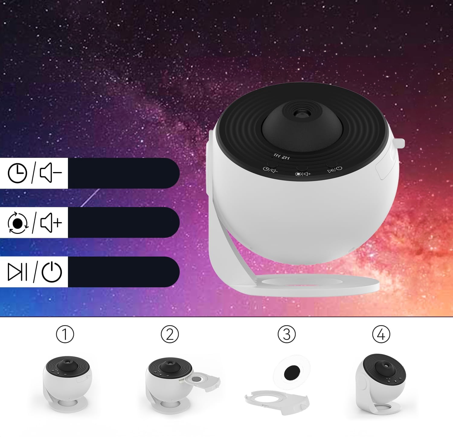 Aukfa 13-in-1 Planetarium Star Projector for Bedroom, LED Galaxy Ceiling Night Light with Timer, Milky Way Mood Lamp Room Decor for Adults & Kids – White