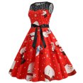 thumbnail image 1 of Robe de Noël Aguichant pour Femmes Mode Robe en Dentelle Évasée Vintage Robe de Bal Sans Manches Imprimée Robe de Fête de Noël Robe en Dentelle pour Femmes Robe de Fête Aguichant pour Femmes, 1 of 9