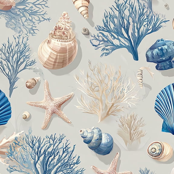 Peel and Stick Wallpaper 17.7in x 9.8ft Coastal Coral Shells Soft Blue Beige Tones marine life Contact Paper Vinyl Waterproof Self Adhesive Wall Paper for Bedroom Shelf Cabinet Renter Friendly