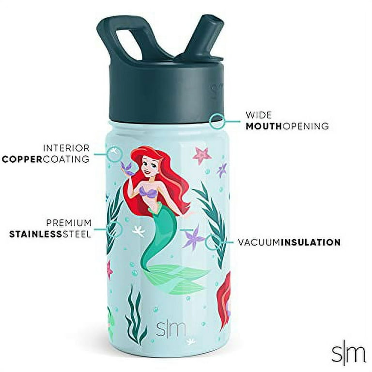 Simple Modern Disney Princesses Kids Water Bottle with Straw Lid, Reusable  Insu