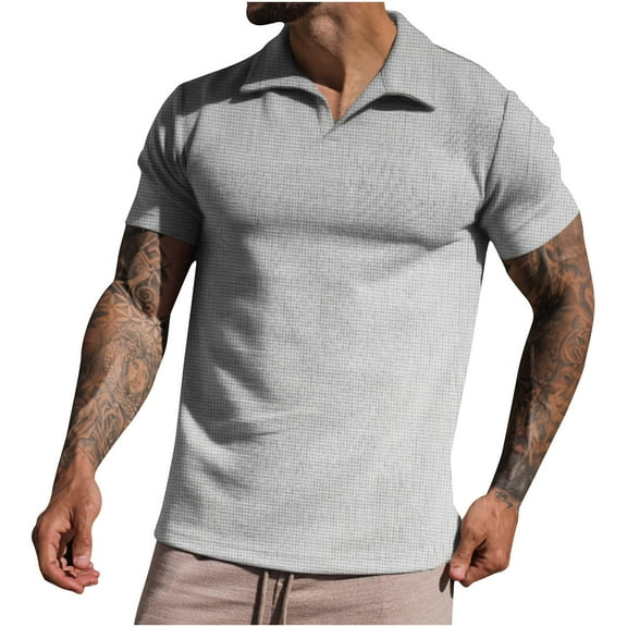 WREESH Men's Slim Lapel Pullover T-Shirt Short Sleeve Summer Casual, Stretch Fabric Lightweight for Vacation & Daily Wear