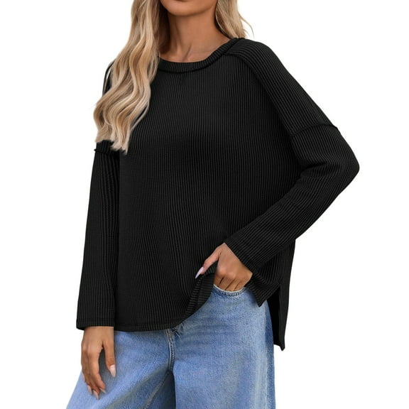 Breezora Womens 3/4 Sleeve V Neck Eyelet Crop Top 2025 Fall Fashion Casual Breathable Tee Shirt L Size Black