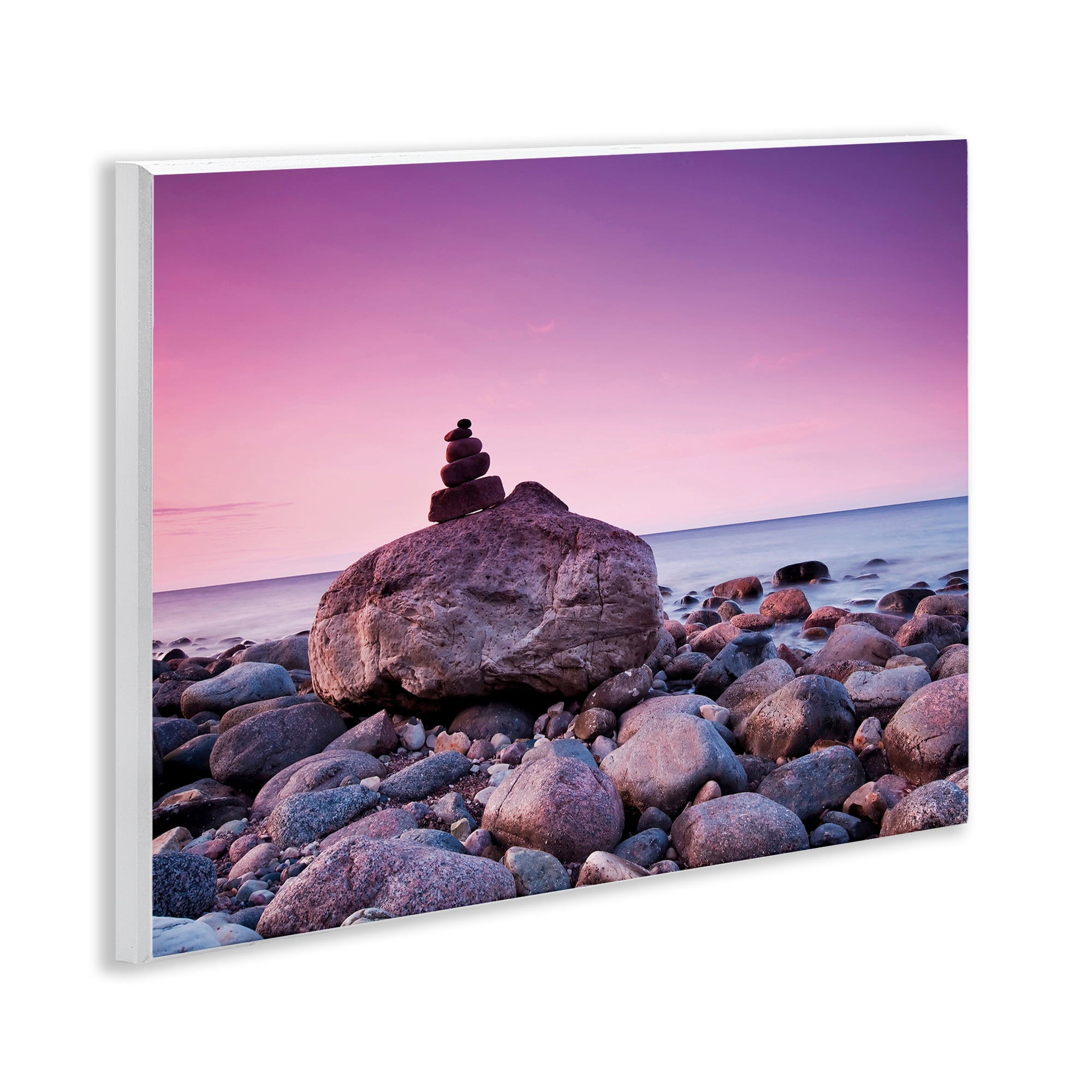 Stupell Industries Stacked Rocks on Shore Nautical & Beach Photography Unframed Art Print Wall Art, 14 x 11
