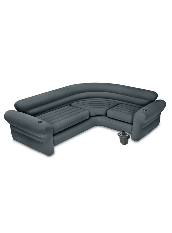 Intex Inflatable Corner Sectional Sofa w/ 120V Quick Fill Electric Air Pump