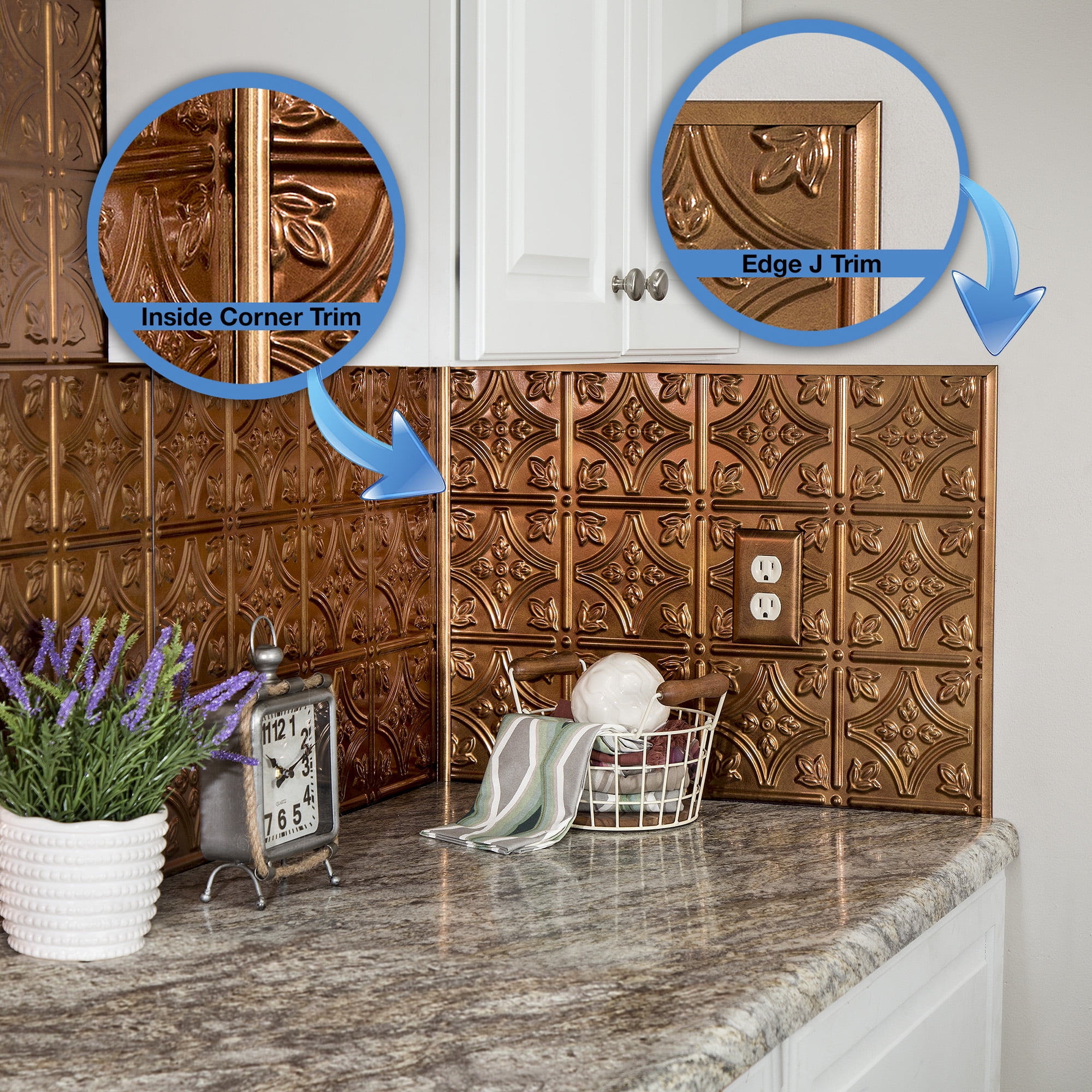 FASÄDE Rings Decorative Vinyl Backsplash 15 sq ft Kit in Antique Bronze