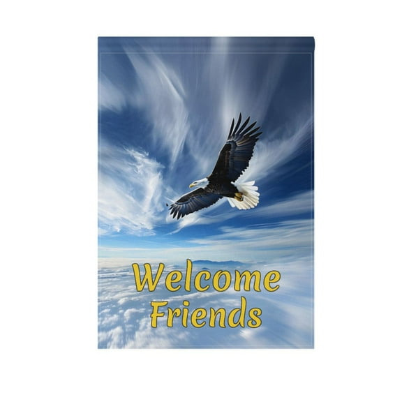 Eagle Flying in Blue Sky Garden Flag House Banner 12" x 18" Double Sided Outdoor Yard Decoration