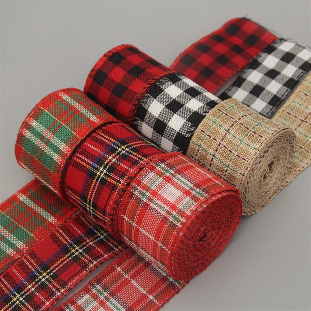 Langgg Christmas Ribbon Portable Party Decoration Classic Plaid House Decorations Exquisite Decorative Accessories for Celebration 3 Width 5cm