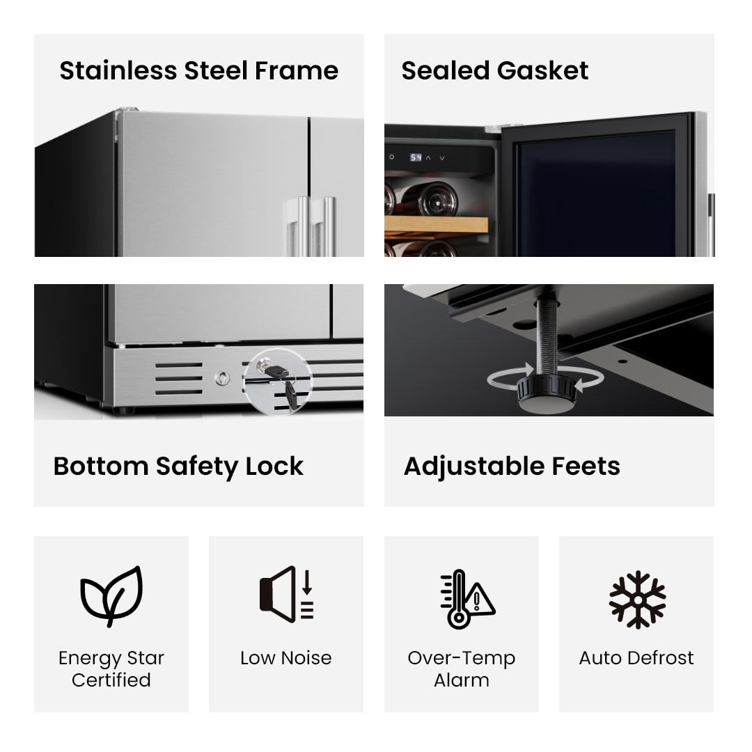 Yeego 30 Inch Outdoor Dual Zone Wine & Beverage Fridge, 80 Can 33 Bottle, 6.01Cuft Built-in Refrigerator, Energy Star Certified