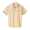 thumbnail image 4 of Lumtrix Men's Cuban Guayabera Shirt Short Sleeve Button Down Color Block Shirts Casual Summer Beach Shirts with Pocket Beige 3XL, 4 of 5