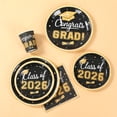 thumbnail image 7 of Clearance Sale under $10 Class Of 2026 Black & Gold Graduation Tableware Set Disposable Paper Plates Cups Napkins Kit For Graduation Celebrations, 7 of 7