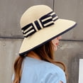 thumbnail image 4 of Sombrero de paja con lazo para mujer, de 56 a 58 cm de circunferencia, para verano, para playa, para salir a la playa, 4 of 5