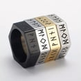 thumbnail image 2 of HOOUN Viking Rune Screw Nut Men Women's Wedding Band Ring Stainless Steel Hexagon Ring-9-Gold, 2 of 7