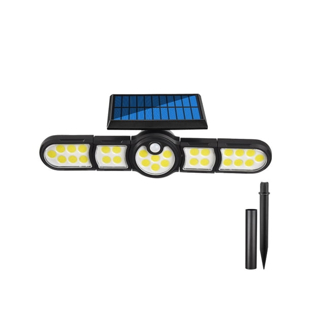 Injueey Luces con sensor solar, luz montada en la pared ajustable, resistente al agua, lámpara de jardín para exteriores, dispositivo de iluminación, Iluminación y accesorios 5 cabezales/196COB Injueey HA073638-05