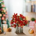 thumbnail image 6 of hengsof 7-Head Glitter Artificial Christmas Flowers Decorative Blooms for Vase Arrangements Home Interior Mantel Shelves Perfect for Christmas, 6 of 6