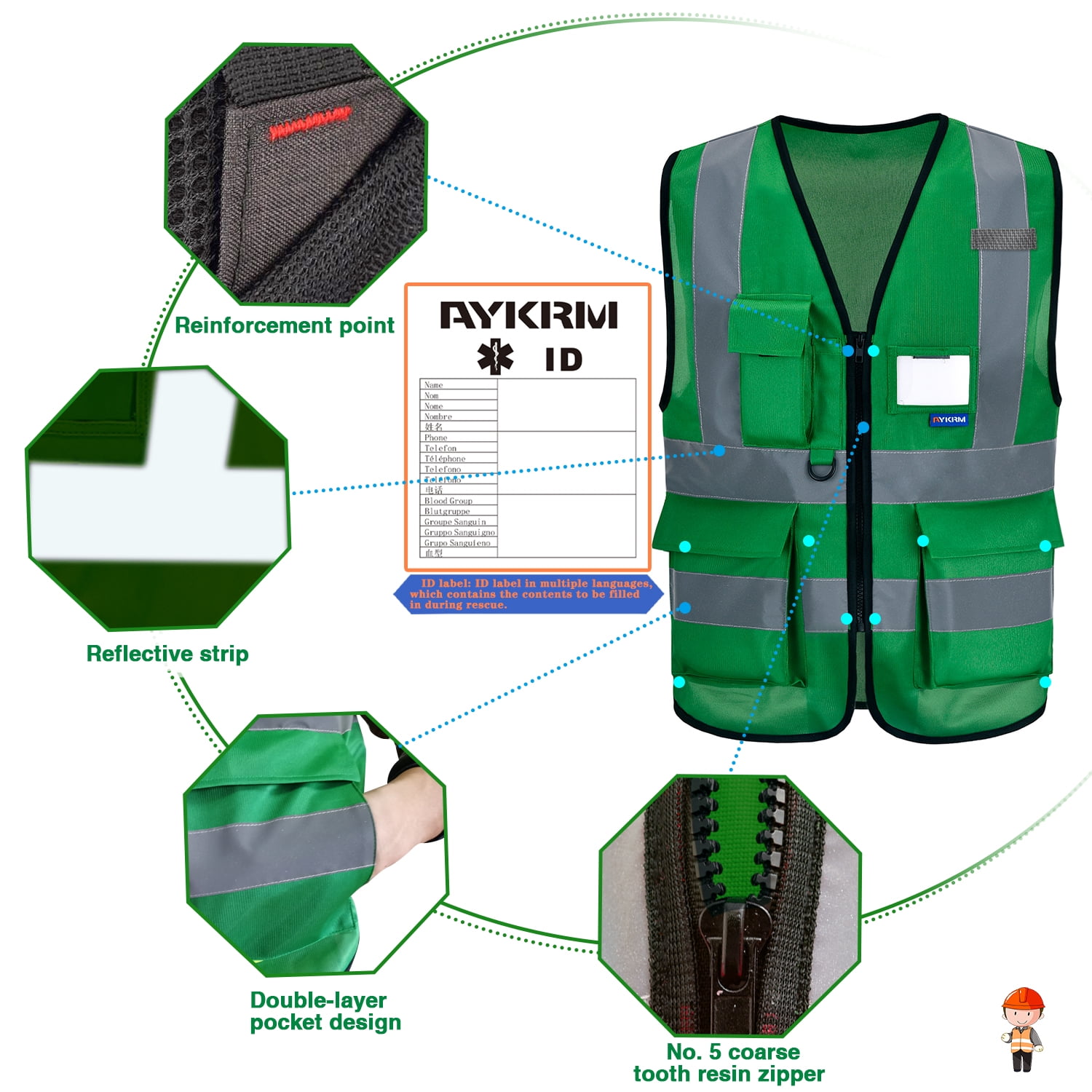 21 colour High visibility viz vest hi vis viz reflective safety vests for men