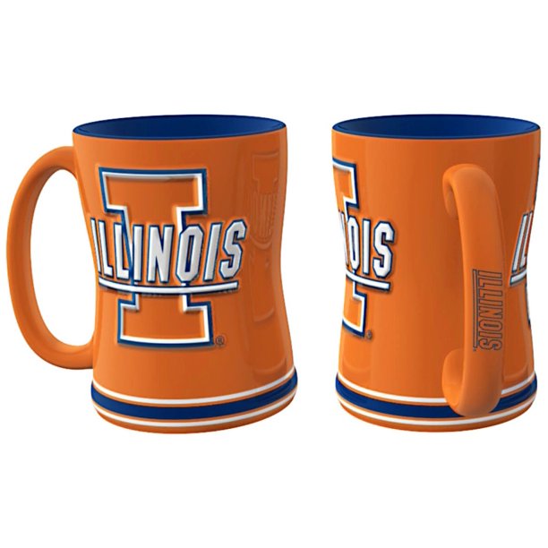 Illinois Fighting Illini Coffee Mug 14oz Sculpted Relief Walmart
