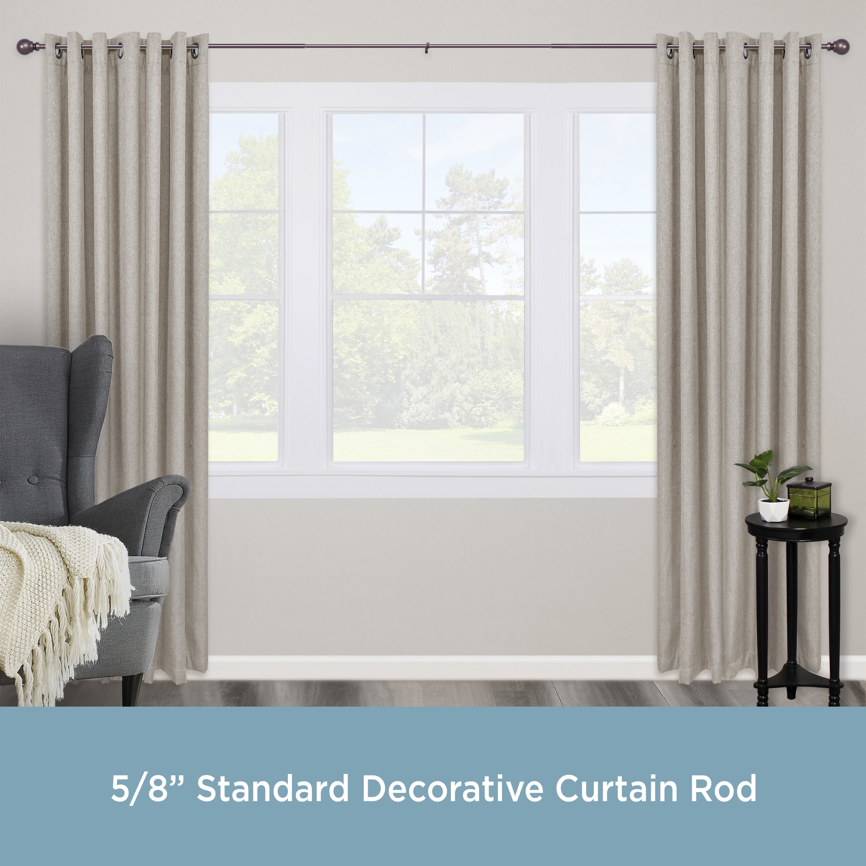 Kenney® Mae 5/8" Standard Decorative Window Curtain Rod, 90-130", Chocolate