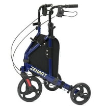ZENART Foldable 3 Wheel Rollator Walker Lightweight for Seniors with 10" Wheel, Blue
