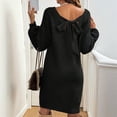 thumbnail image 5 of Women Backless Tied Long Lantern Sleeve Pullover Sweaters Fall Winter Trendy Clothes Black XL, 5 of 7