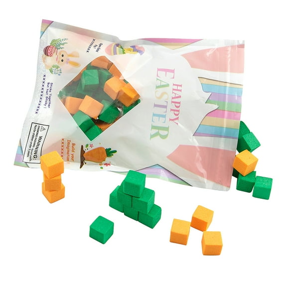 Fun Express 12 Pieces 4" x 6" Bright Easter Fidget Foam Blocks Handout for 12