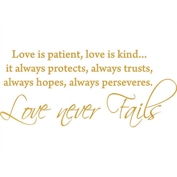 GOLD(CHROME MIRROR) 41" x 18" Love is patient, love is kind... Vinyl wall art Inspirational quotes and saying home decor decal sticker