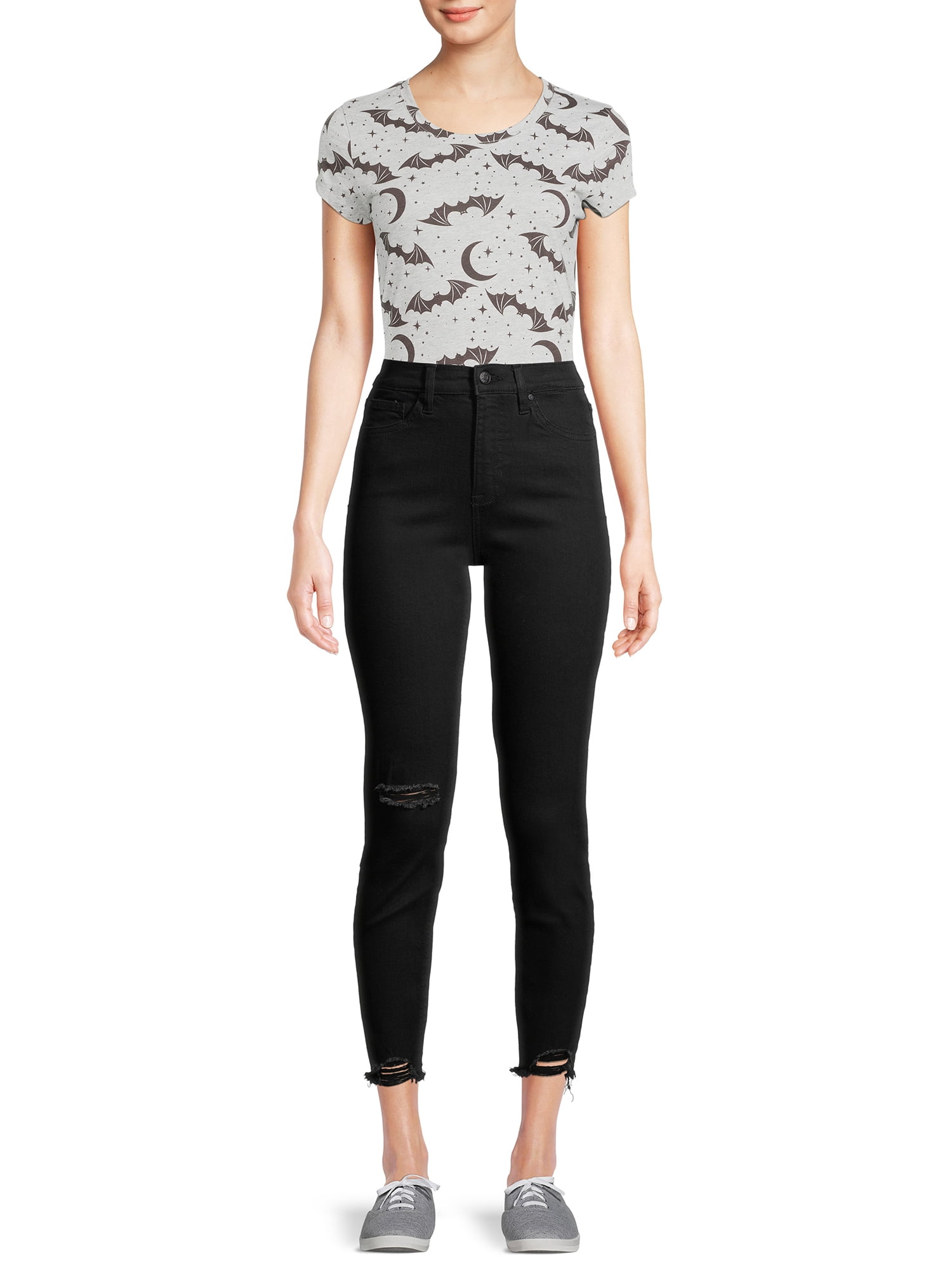 License Women's Bat Print T-Shirt with Short Sleeves