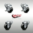 thumbnail image 2 of 3 Inch SS Soft Rubber Wheel Swivel Bolt Hole Caster Set with 2 Brake SCC, 2 of 2