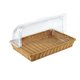 thumbnail image 4 of Cesta de ratán de imitación de pan de frutas con tapa Cesta de exhibición de alimentos rectangular Bandeja de pan tejida con tapa abatible transparente, 4 of 5