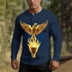 thumbnail image 4 of Ceisia Men's Patriotic Golden Eagle Print Long Sleeve Henley Top Casual Commemorative Shirt for All Seasons Multicolor XXL Gifts, 4 of 8