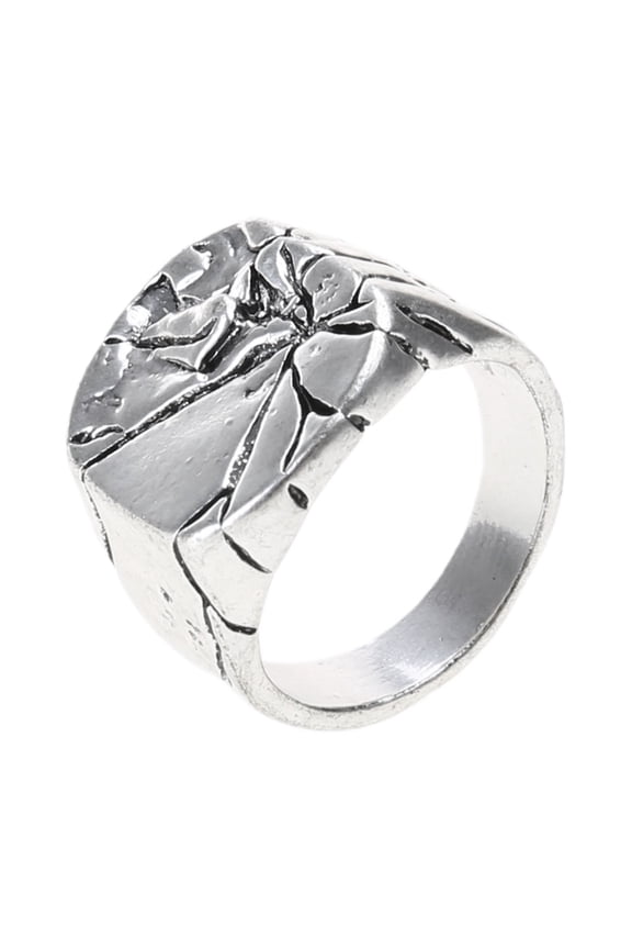 Fashion Jewelry Square Index Finger Ring Broken Crack Signet Engagement Ring Alloy Ring All-match for Mother's Day